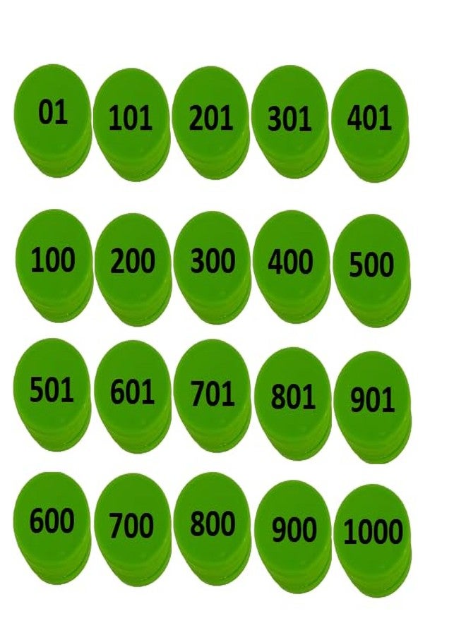 موريل عملة معدنية دائرية الشكل من البلاستيك من موريل، منقوشة، من 1 إلى 1000 (31 مم)، مناسبة للمتاجر، وألعاب الطاولة، والمنازل، والمدارس، وغيرها. (لون أخضر)، ضمان طباعة مدى الحياة. - Image 3